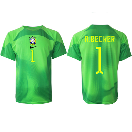Camiseta Brasil Alisson Becker #1 Portero Segunda Equipación Replica Mundial 2022 mangas cortas